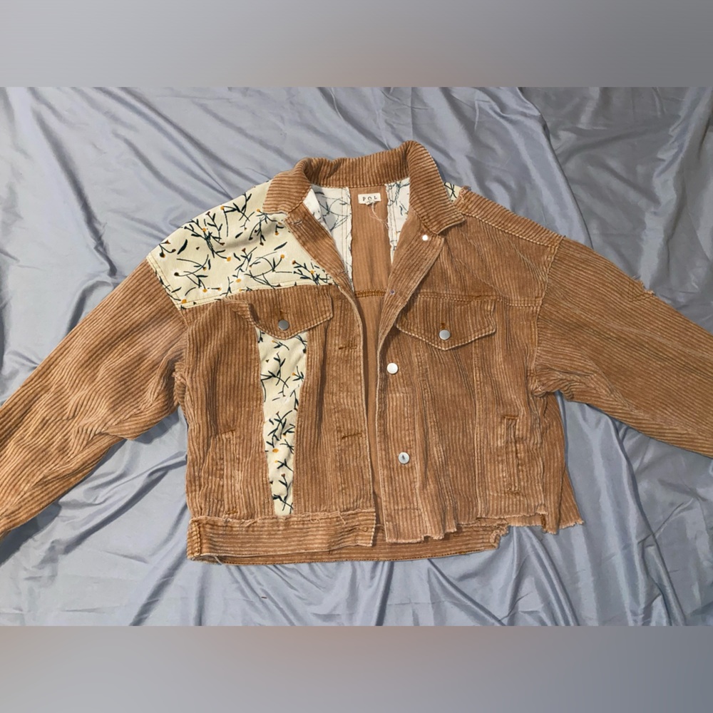 Corduroy tan flower jacket size small